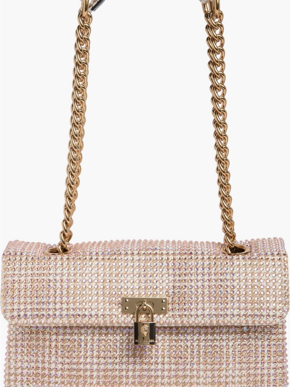 Kurt Geiger Pink & Gold tone Crystal Shoulder Bag with Gold tone Chain